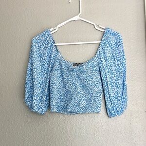 NWOT Audrey Blue Floral Blouse